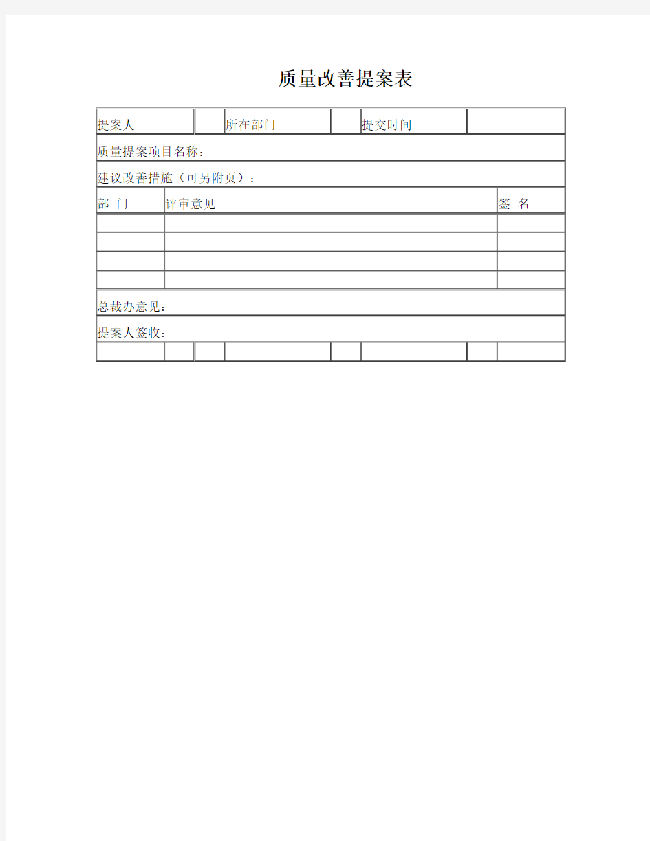 《质量改善提案表》