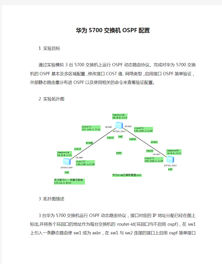 华为5700交换机OSPF配置