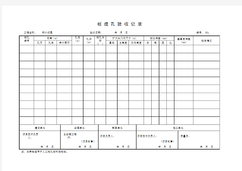 桩成孔验收记录