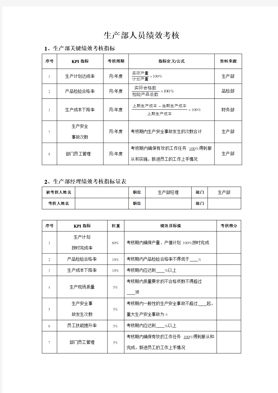 生产部人员绩效考核表-新