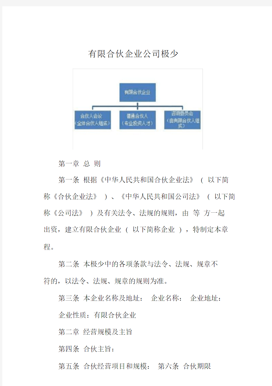 有限合伙企业公司章程.doc