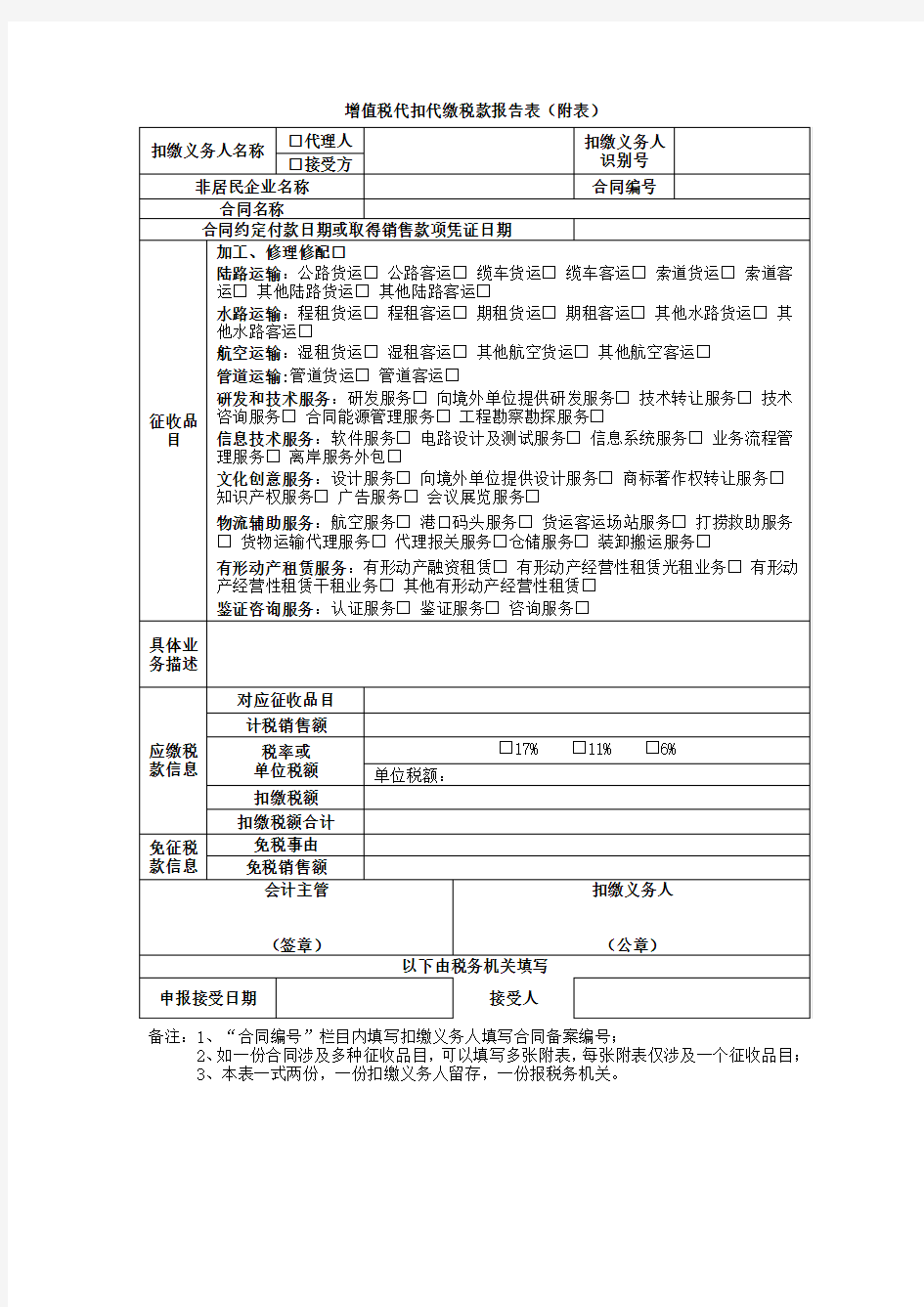 增值税代扣代缴税款报告表(附表)