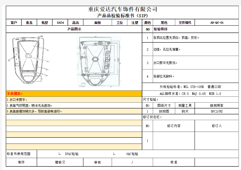 检验标准书