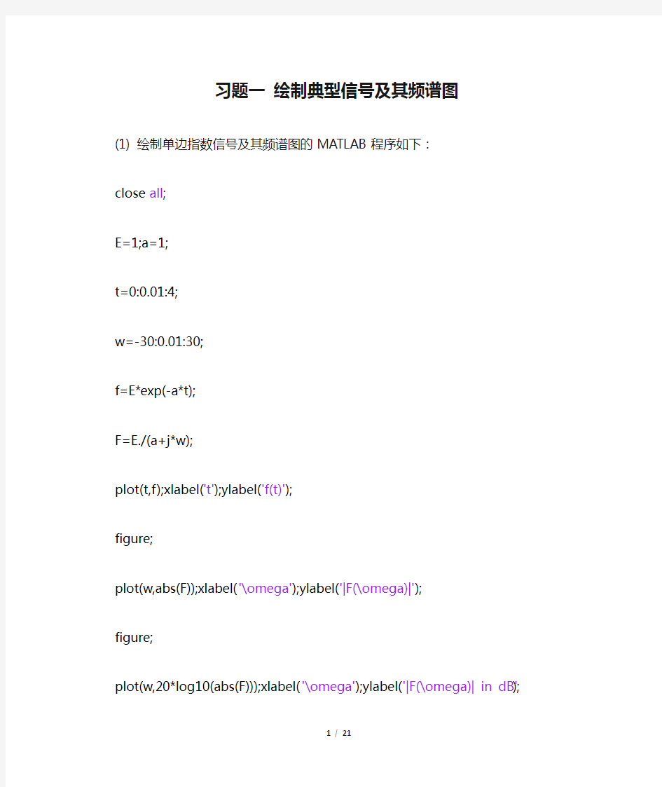 习题一 绘制典型信号及其频谱图