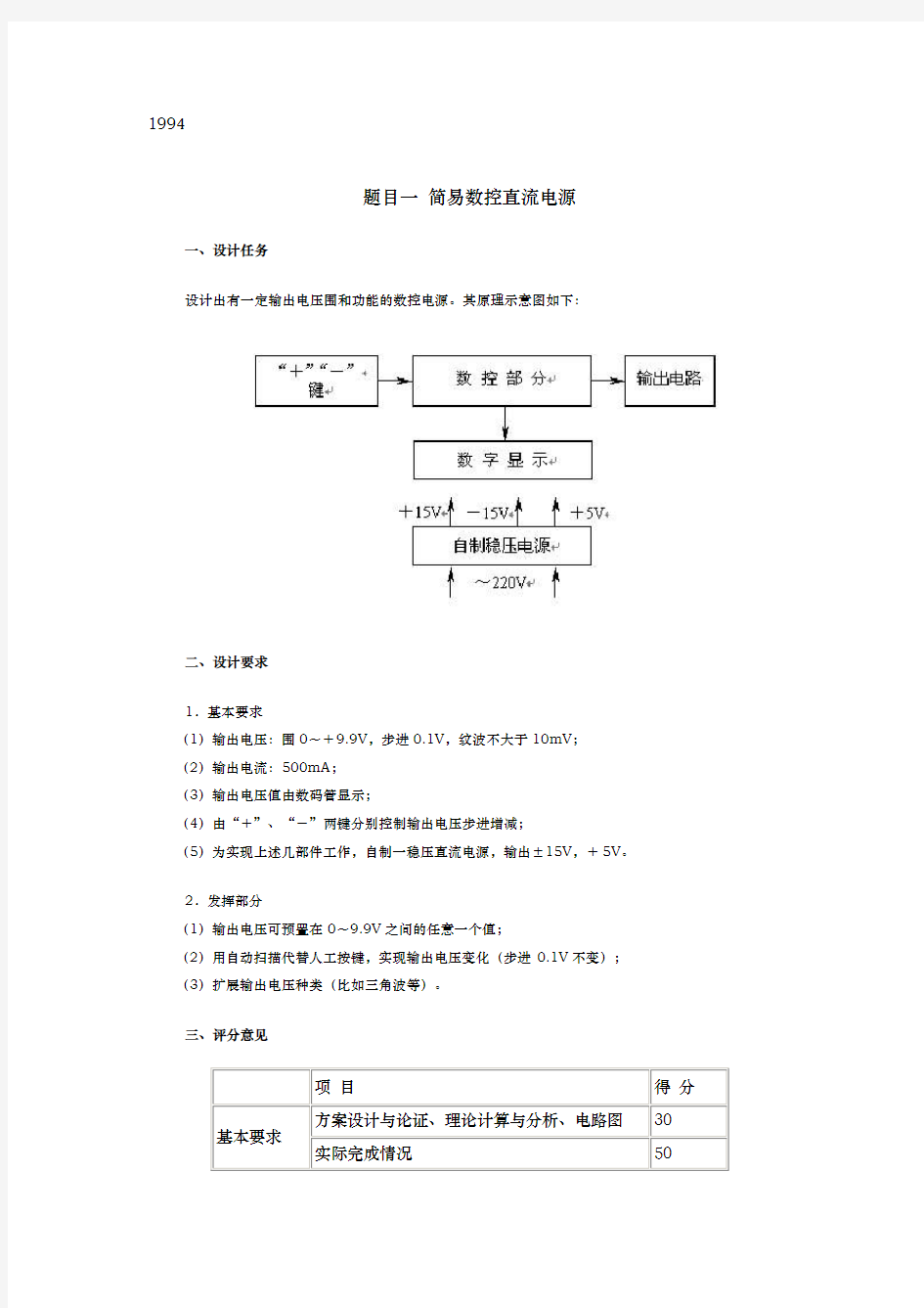 历年电子设计大赛电源类题目汇总