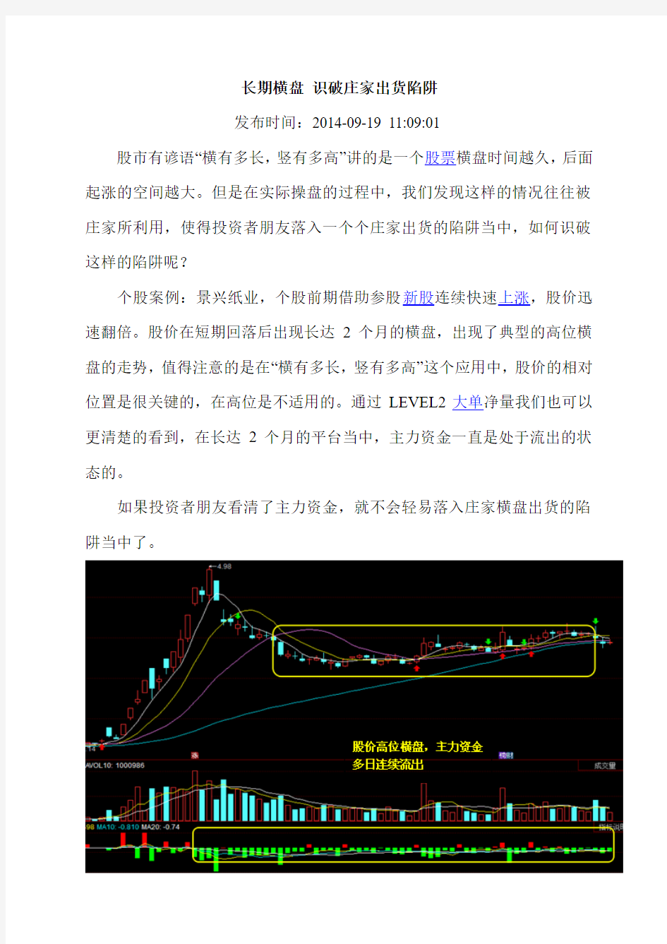 长期横盘 识破庄家出货陷阱