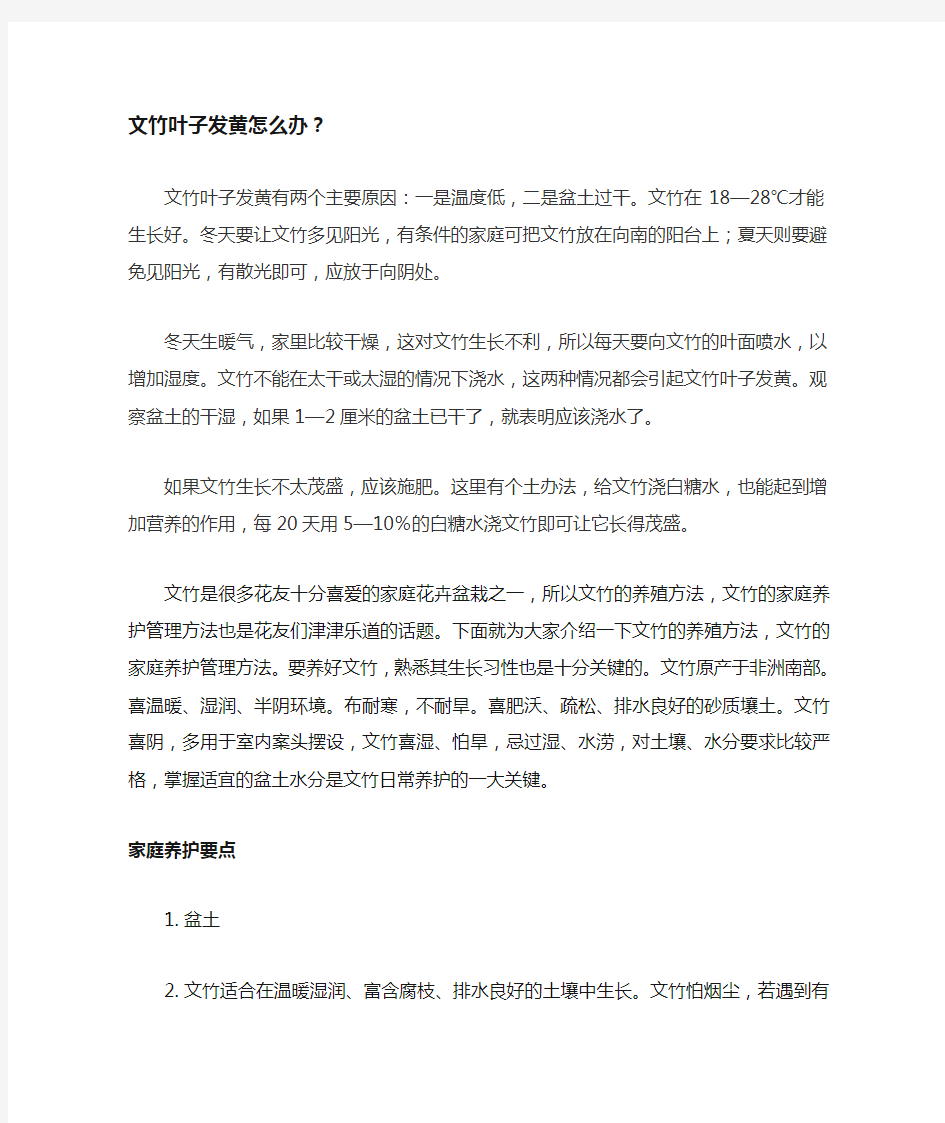 文竹的养殖方法