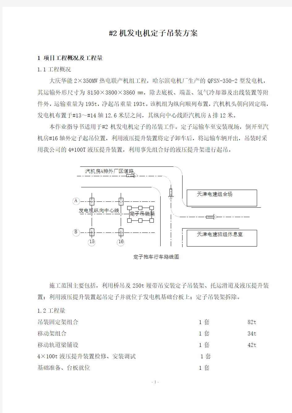 定子吊装方案