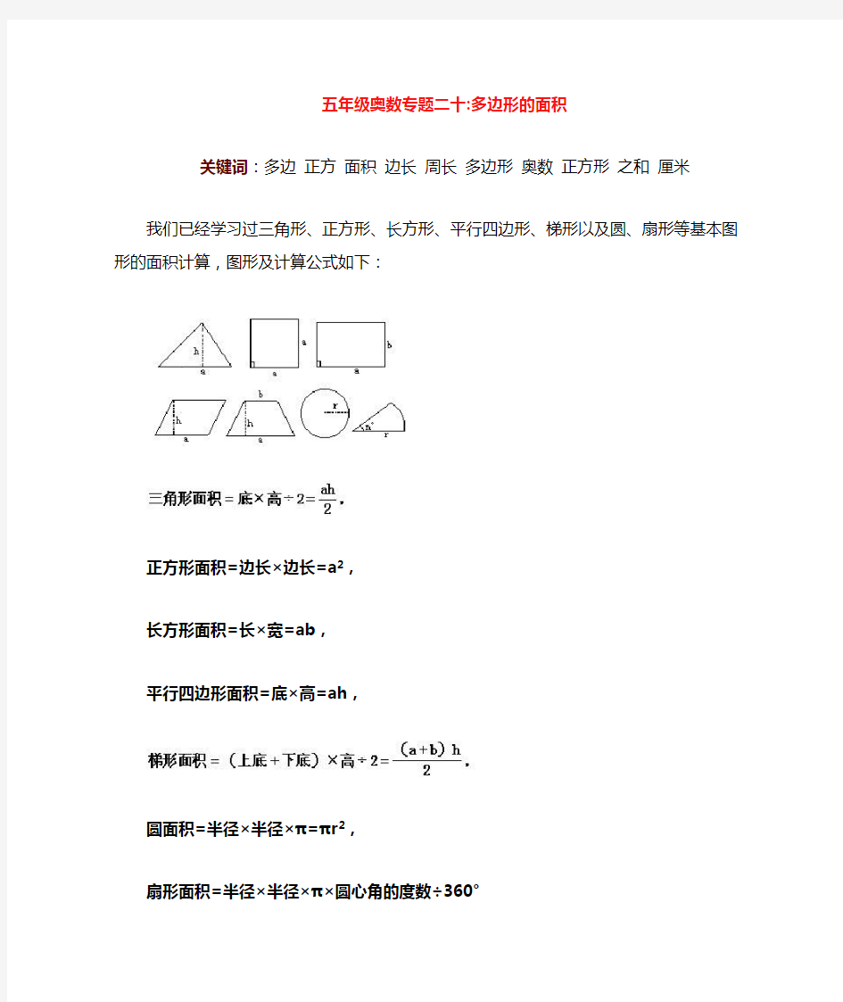 五年级奥数专题二十：多边形的面积