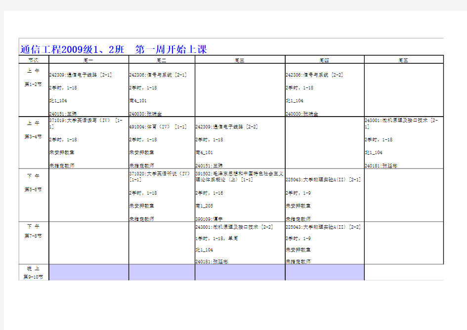 郑州大学信息工程学院课表