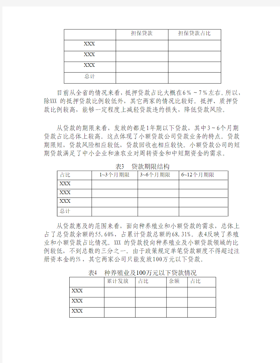 小额贷款公司调研报告