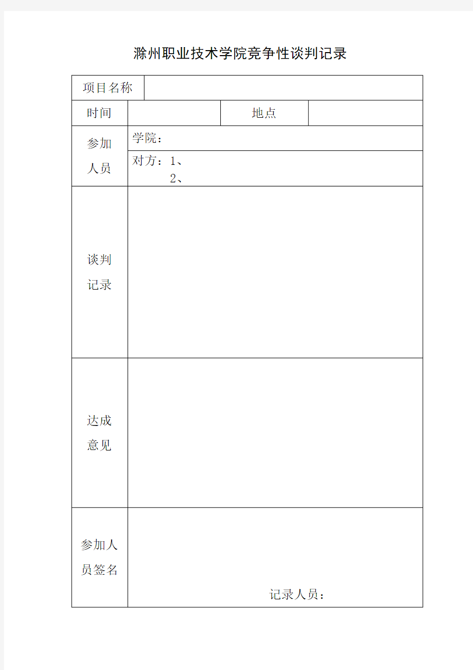 竞争性谈判记录