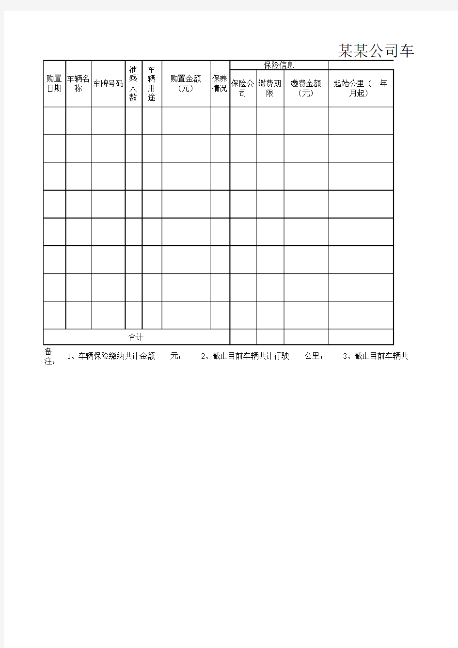 公司车辆统计表(最新版-实用)