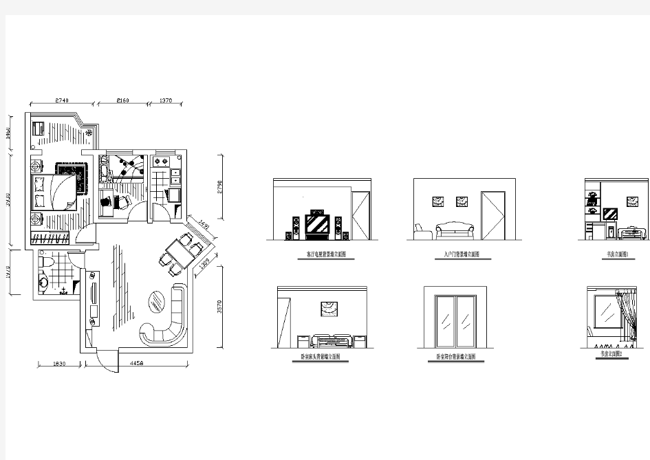 某住宅楼室内装修cad设计施工图(附效果图)