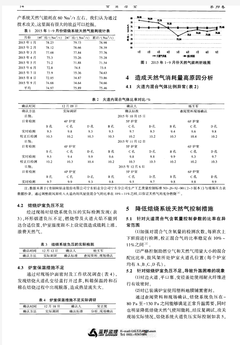 降低焙烧炉天然气能耗