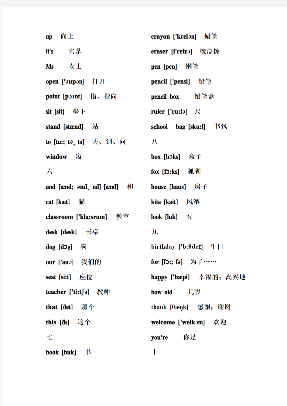 新标准小学英语单词(1-12册-带音标)打印版