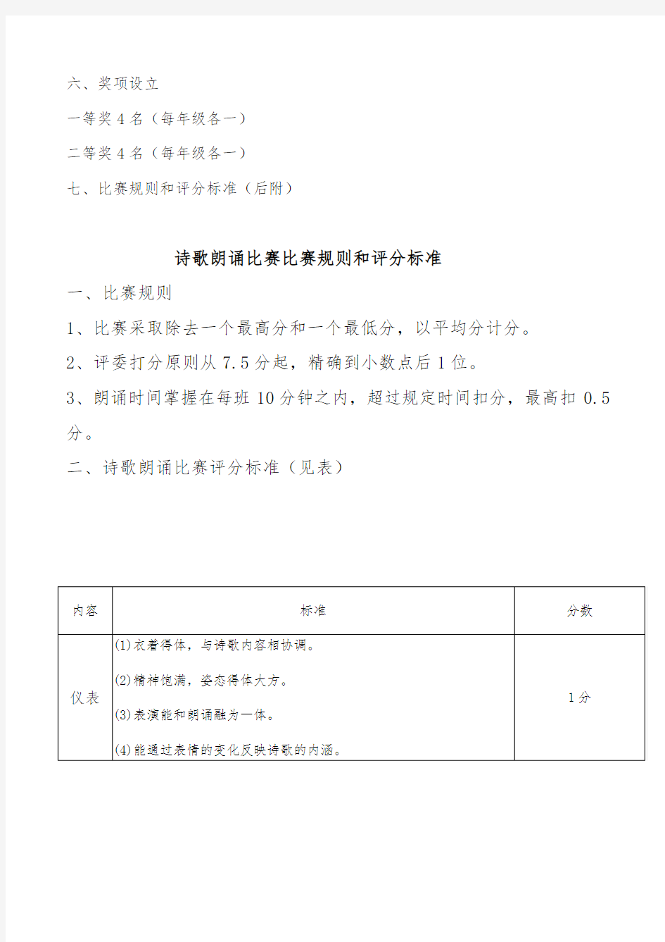 中华经典诵读比赛活动方案以及评分标准