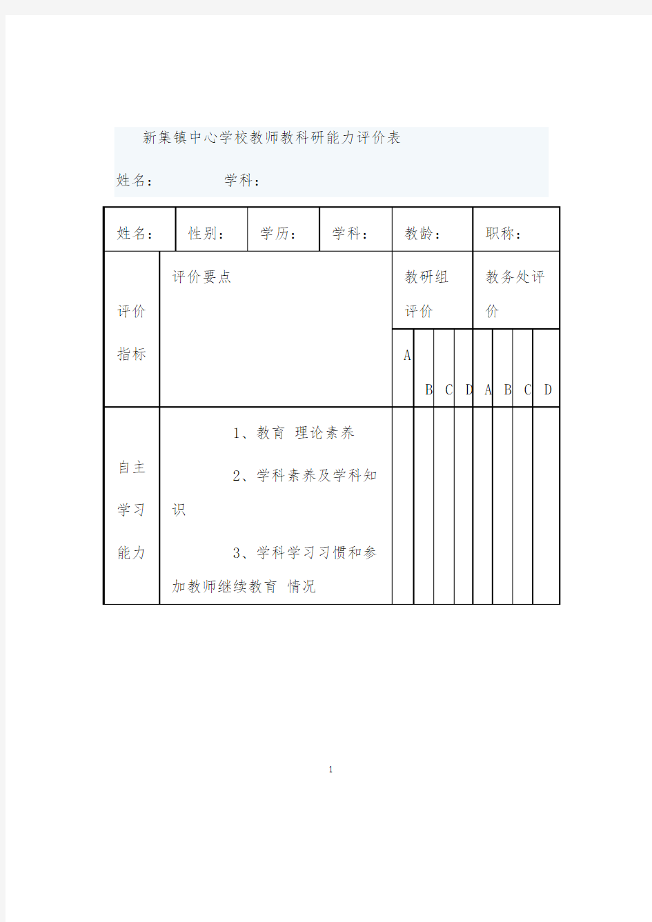 教师教科研能力评价表 (3)