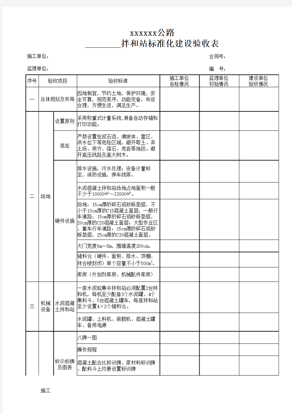 拌和站标准化建设验收表