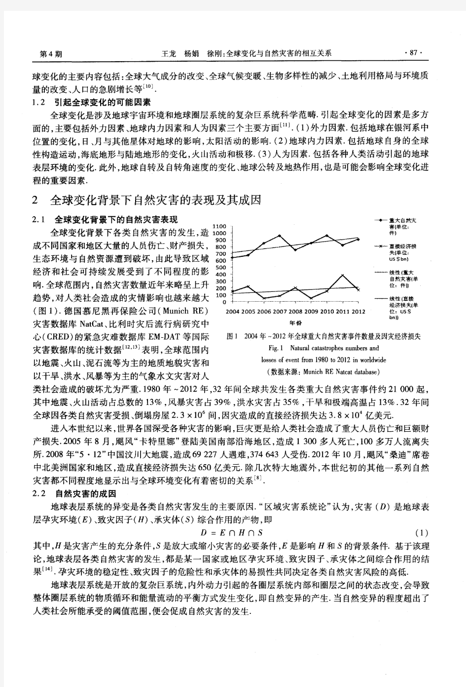 全球变化与自然灾害的相互关系