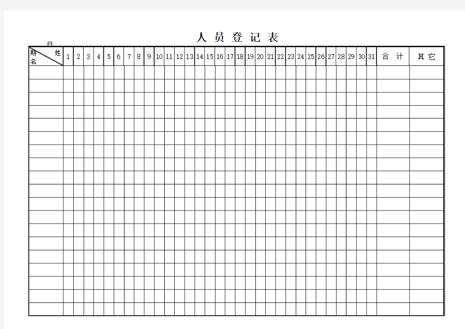 吃饭人员登记表