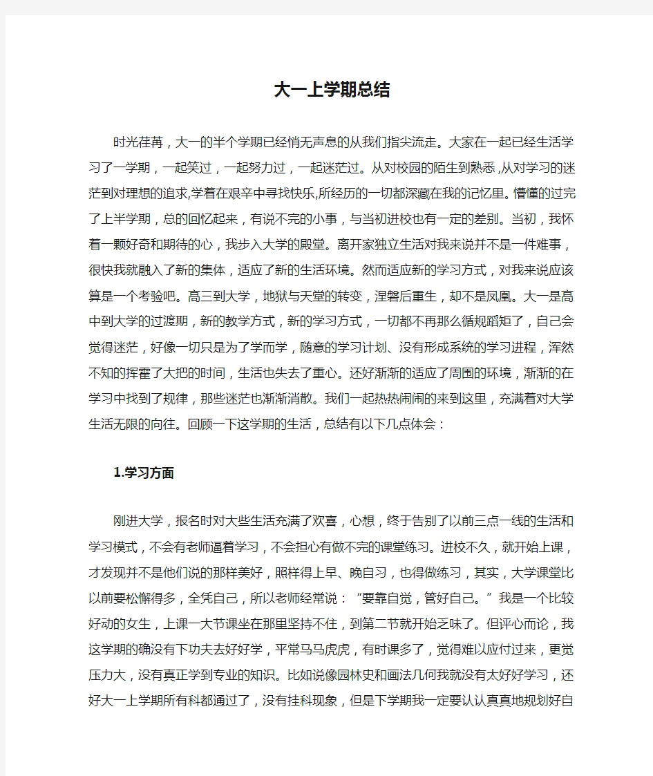 大一上学期总结