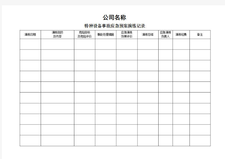 特种设备事故应急预案演练记录