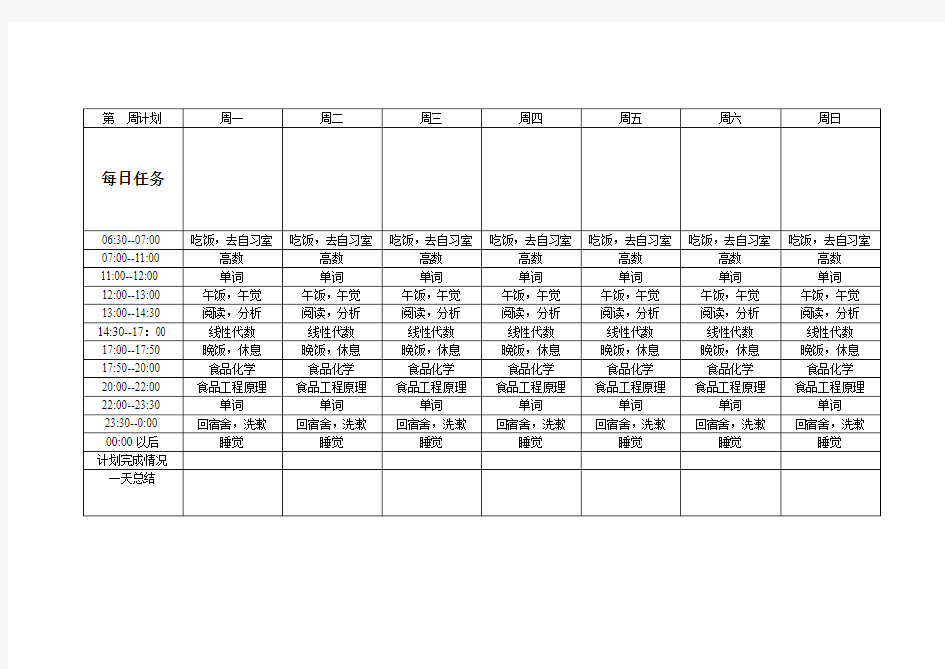 考研学习计划表