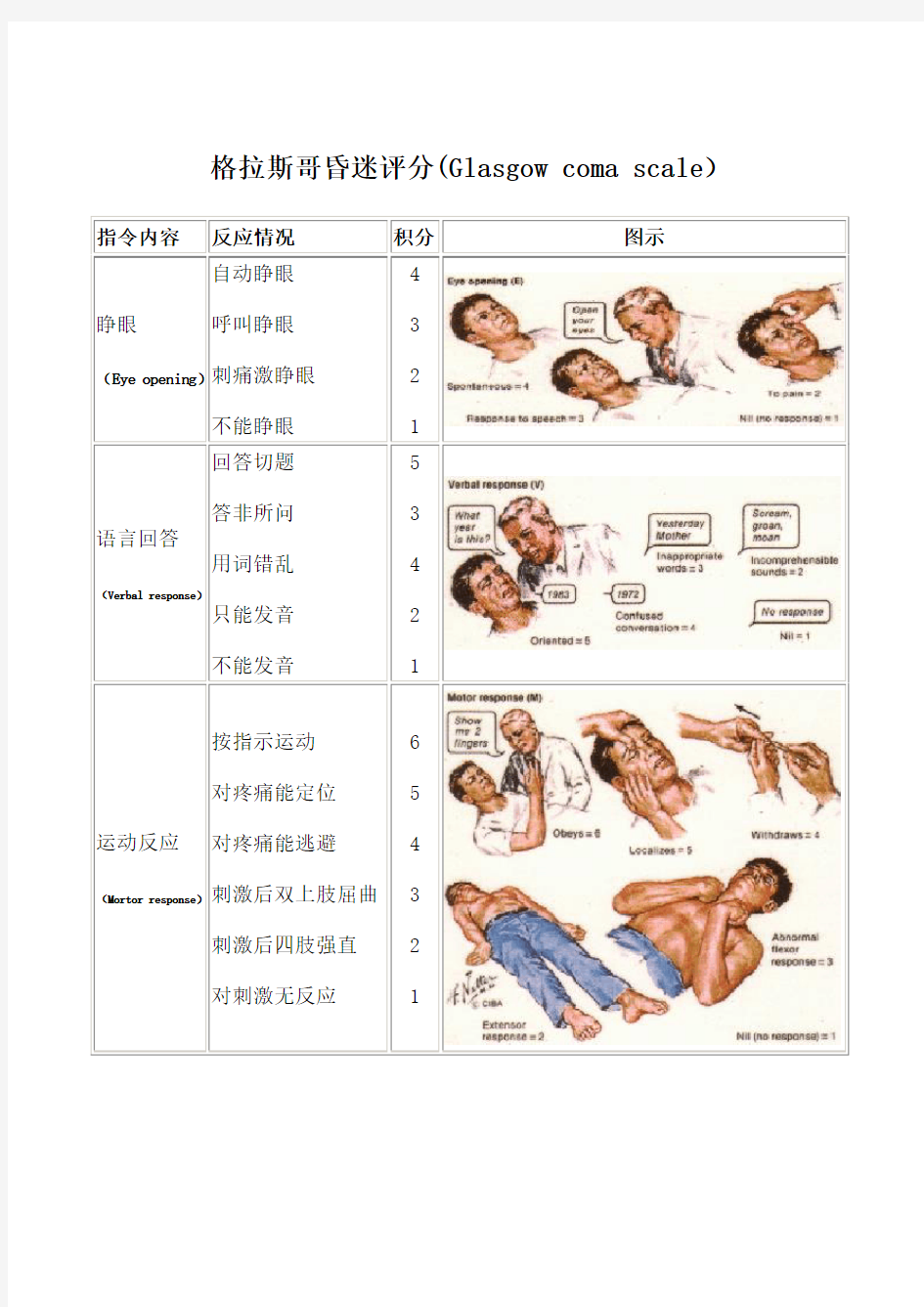 格拉斯哥昏迷评分