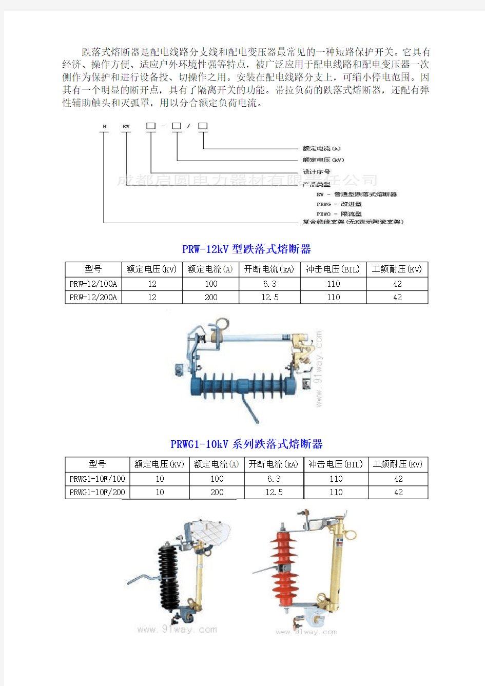 RW型高压熔断器