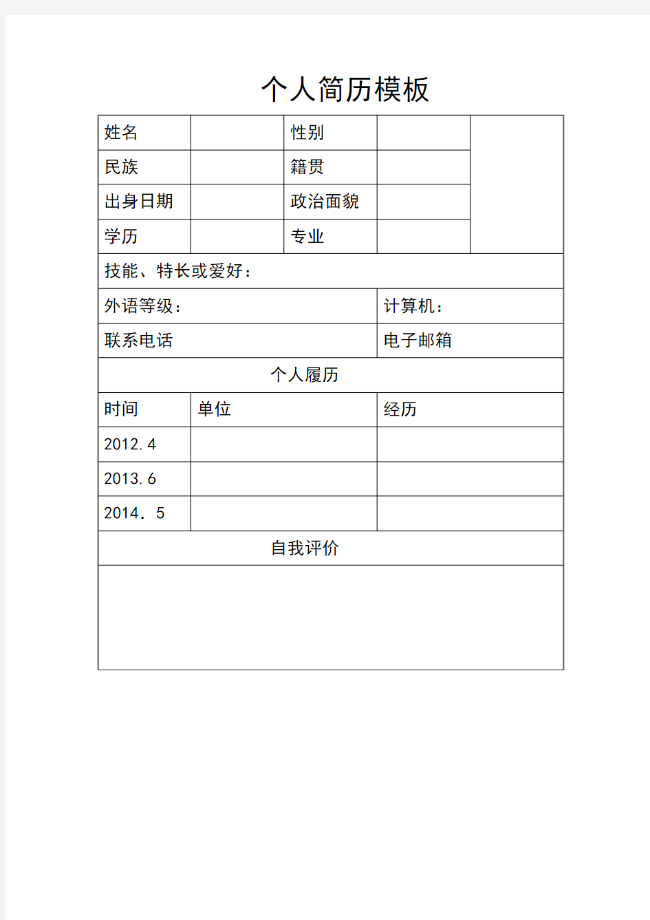 2015最新,最完整的个人简历模板