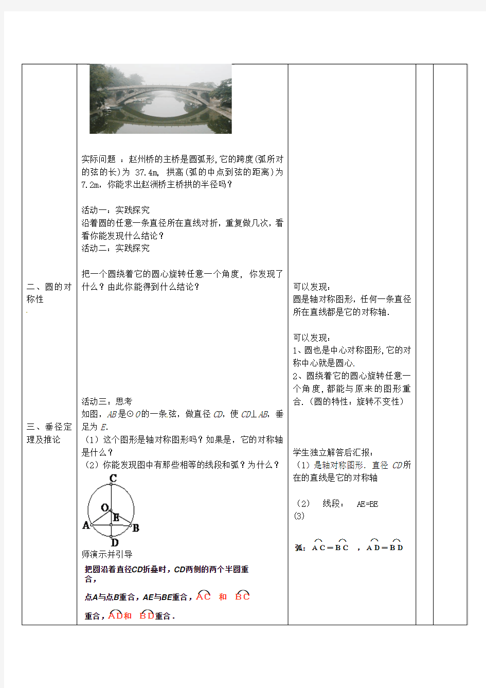 四川省华蓥市明月镇2015-2016学年九年级数学上册 24.1.2 垂直于弦的直径教案 (新版)新人教版