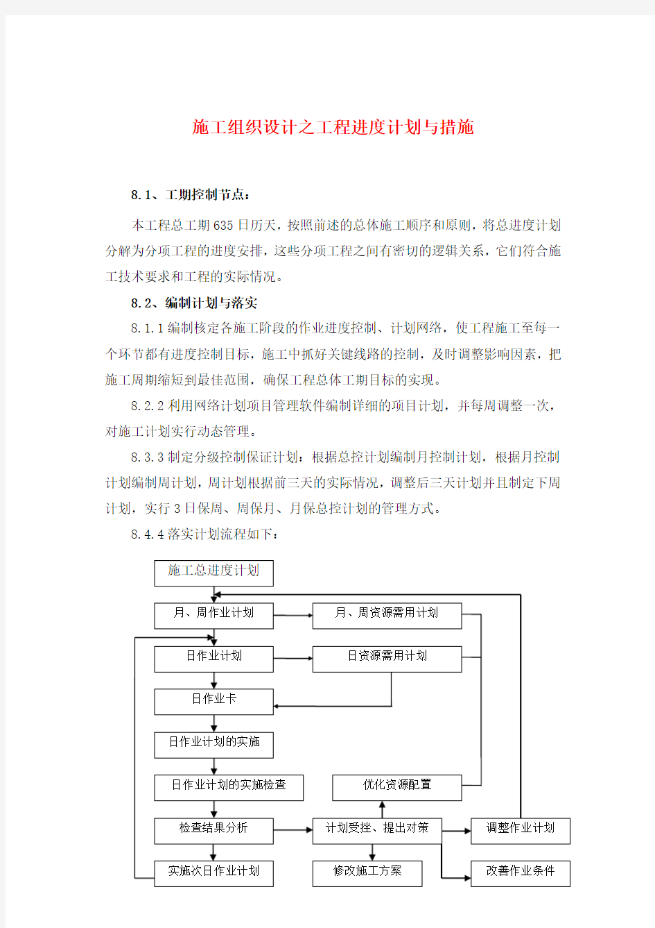 施工组织设计之工程进度计划与措施