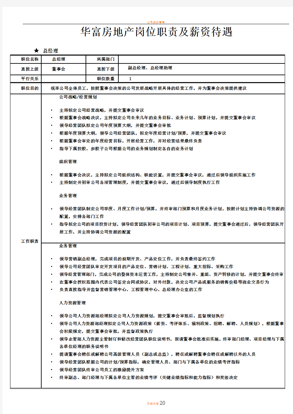 房地产公司组织架构及岗位职责4700491479