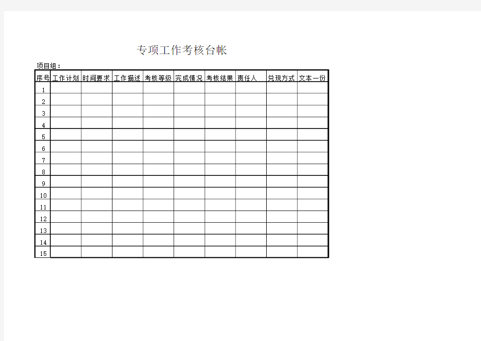 专项工作计划考核台帐