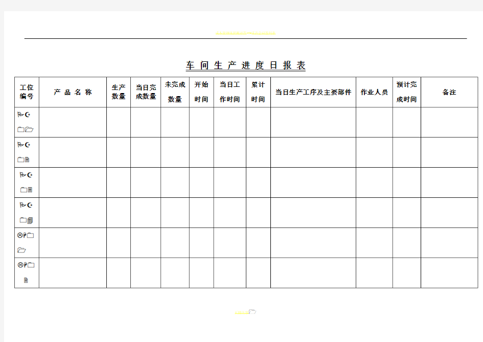 车间生产进度日报表