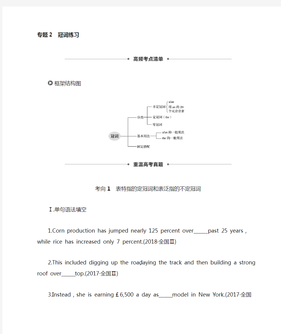 高考英语冠词专题练习