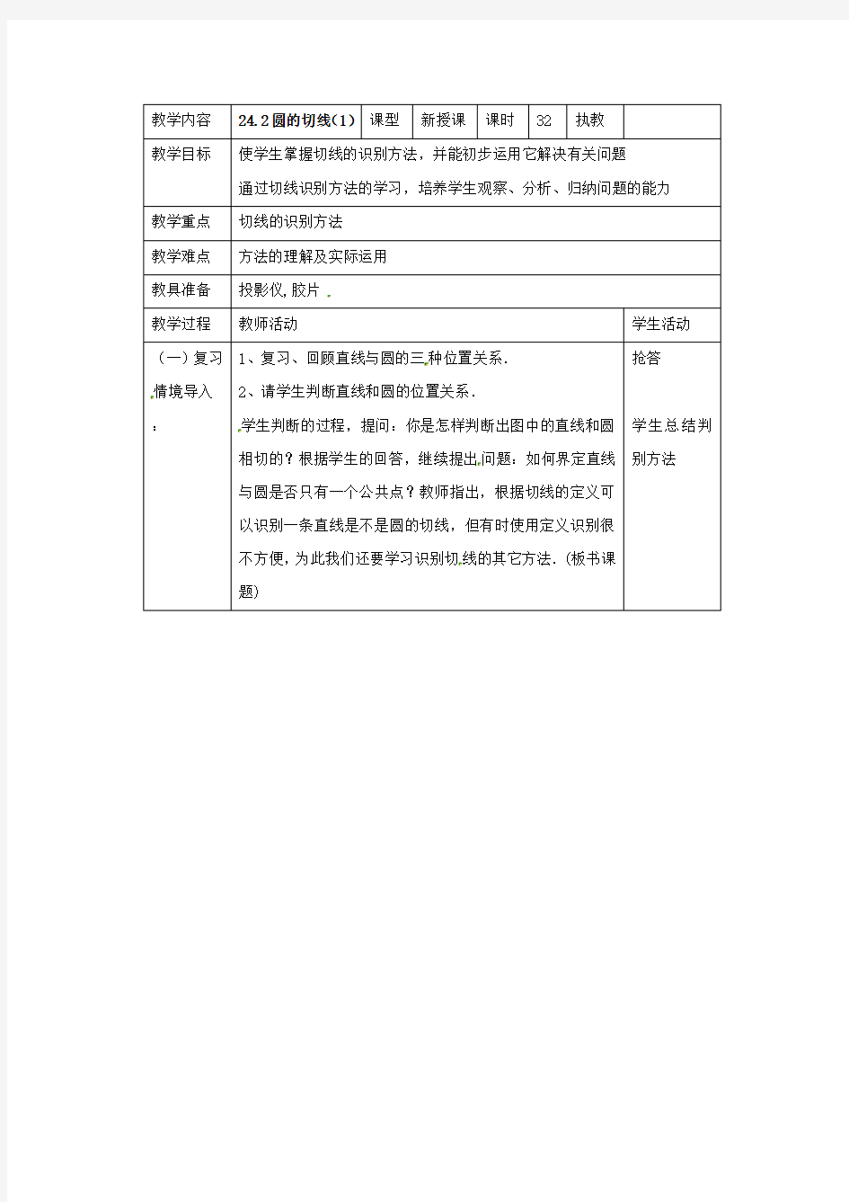 九年级数学圆的切线