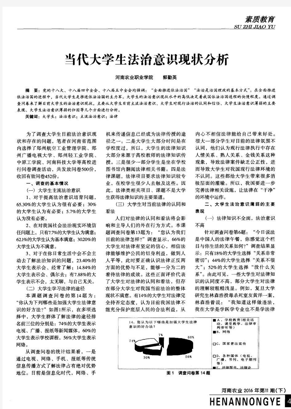 当代大学生法治意识现状分析