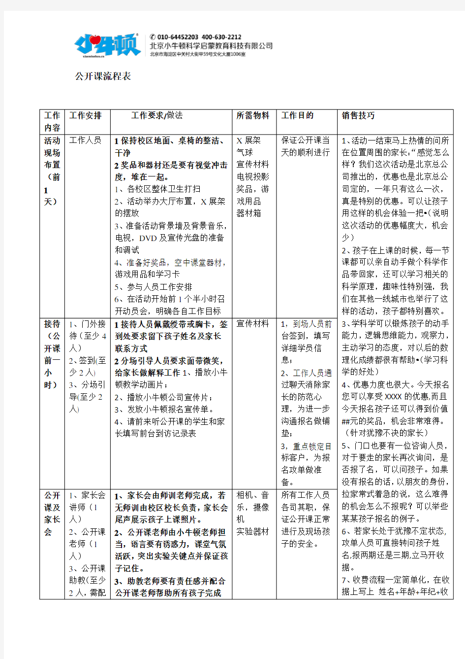 公开课流程表