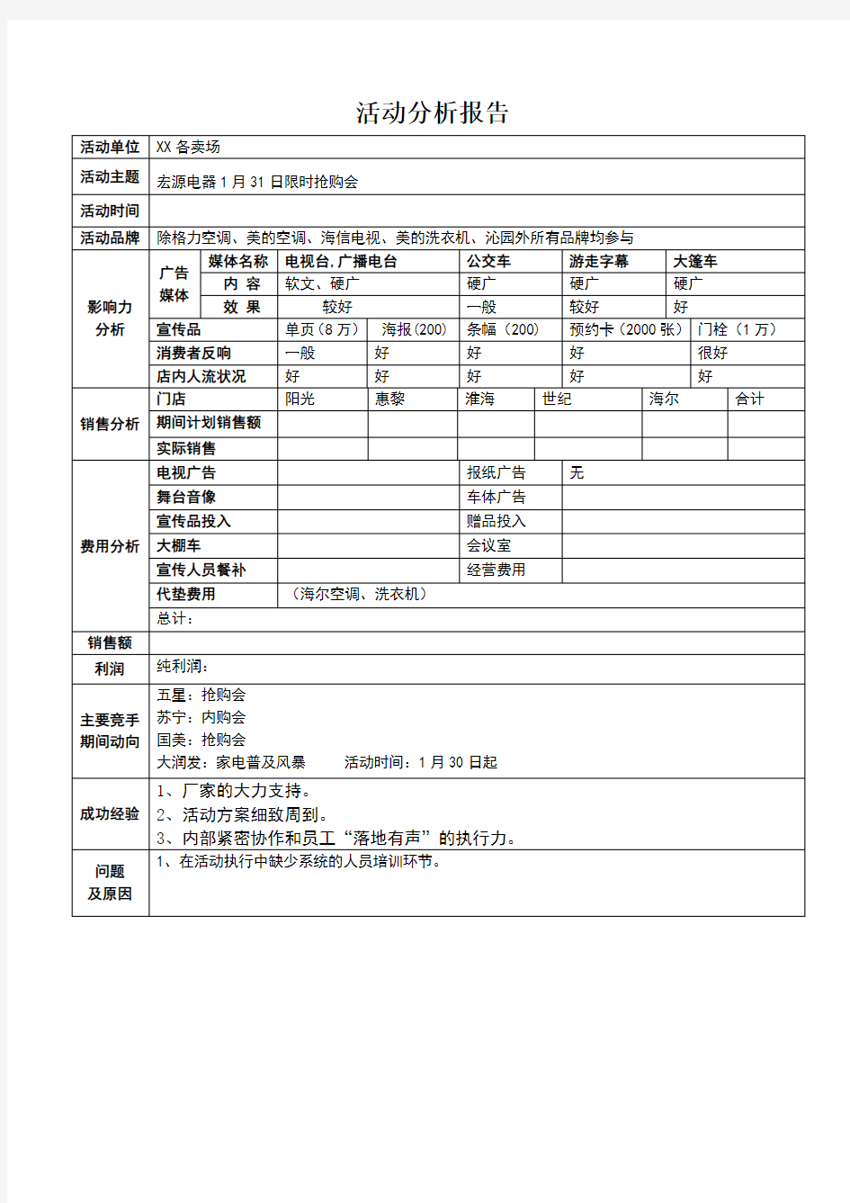 活动分析报告