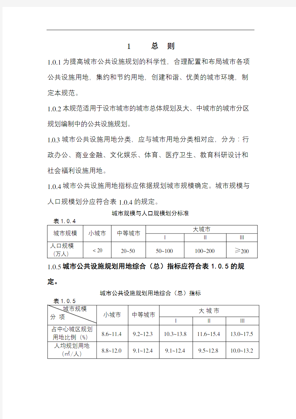 城市公共设施规划规范