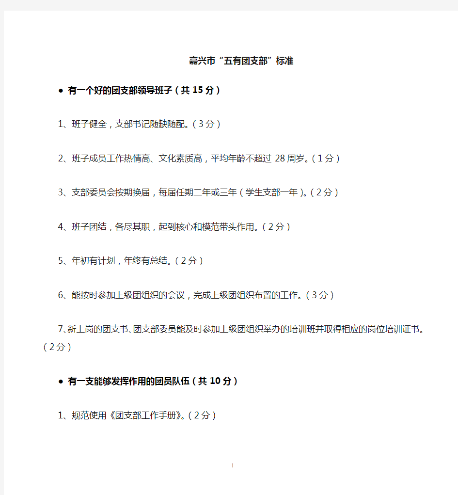 五有五好团支部考核标准.doc