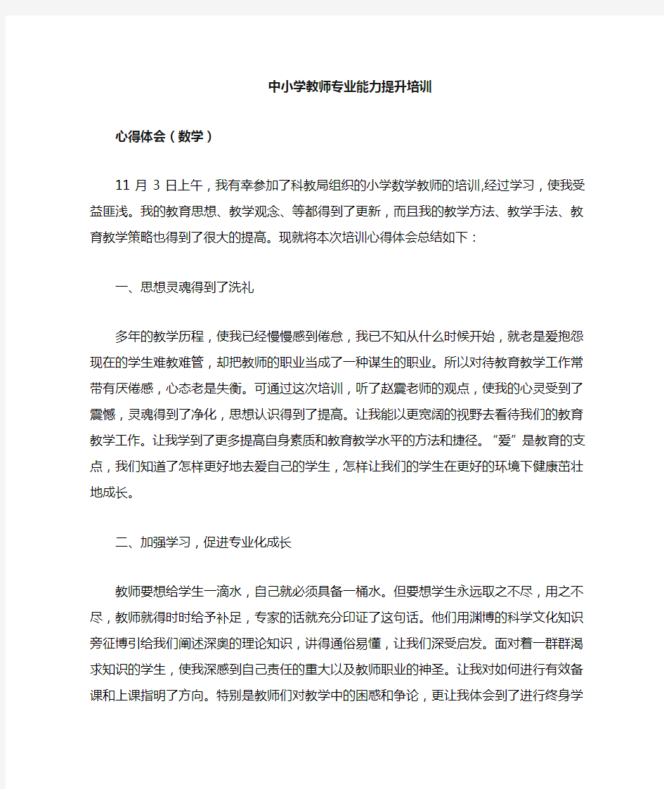 小学数学教师专业能力提升培训