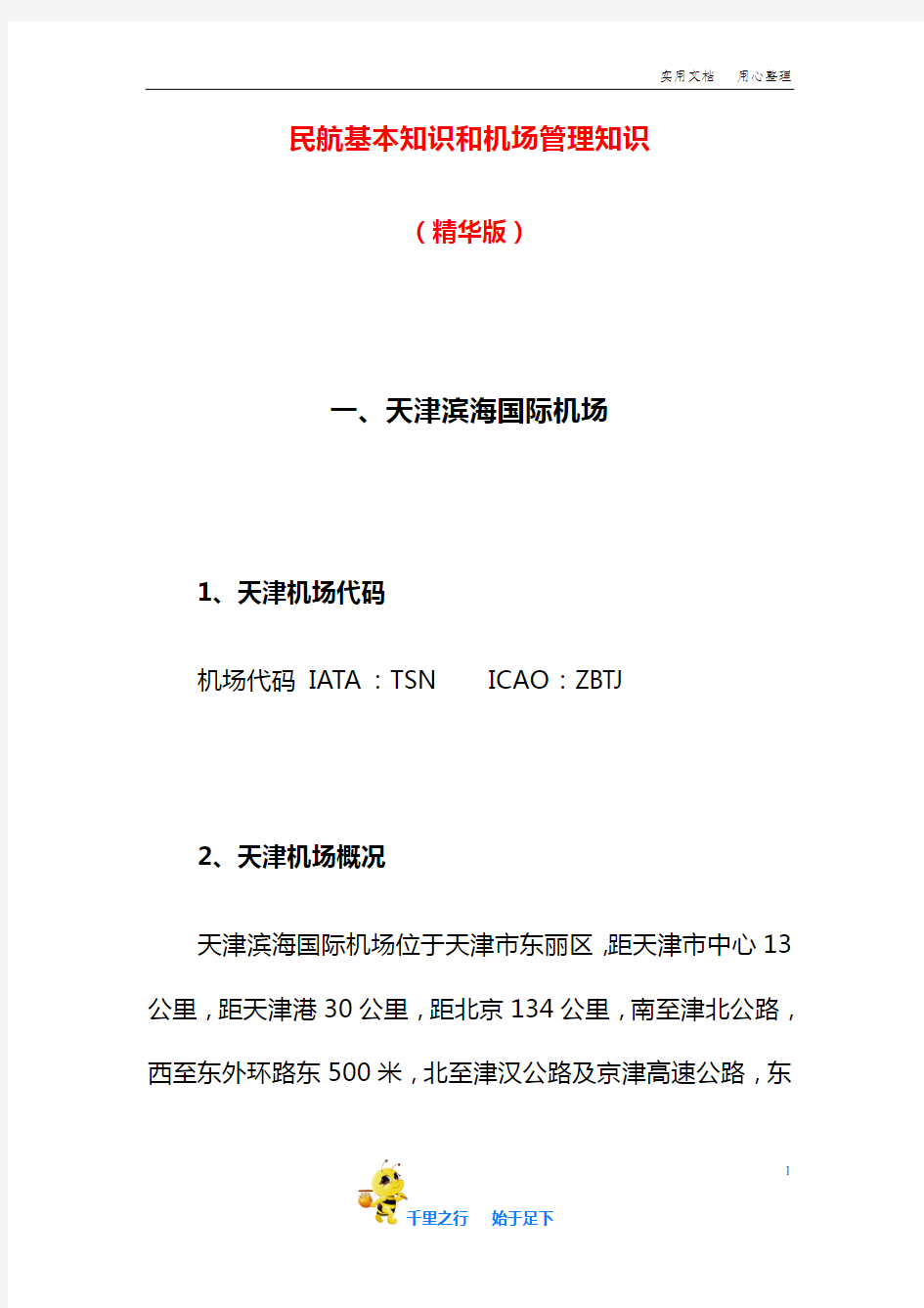 【一建 民航机场 资料集】【资料】民航基本知识和机场管理知识(精华版)