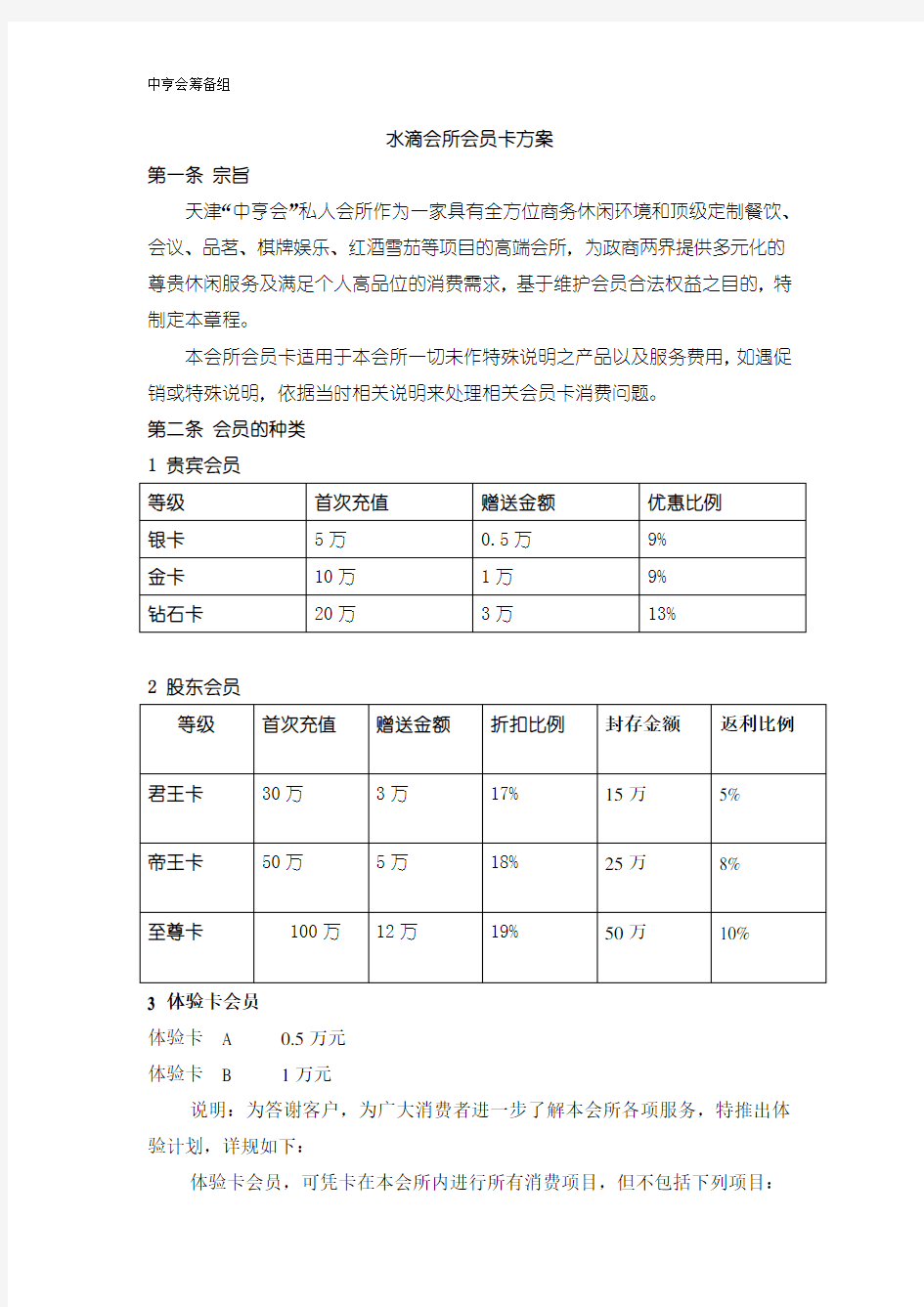 会员卡正式方案