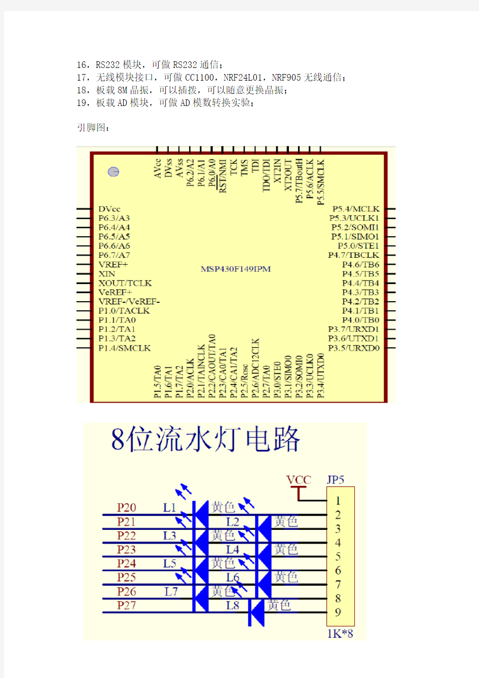 MSP430F149开发板简介