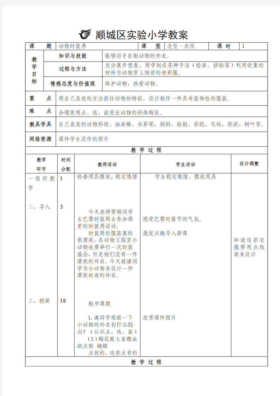 《动物时装秀》教案