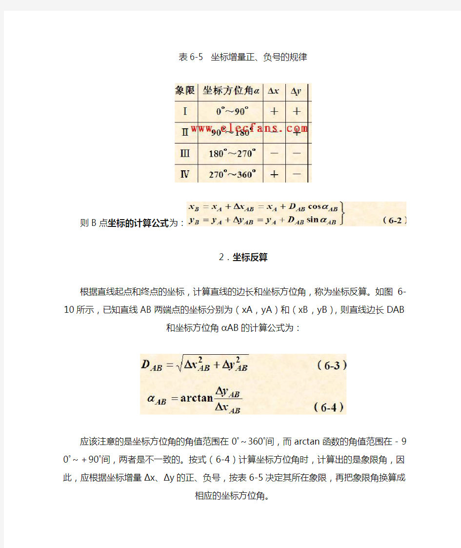 坐标计算的基本公式