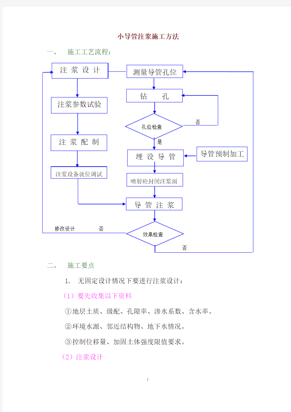 小导管注浆施工方法